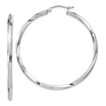 45 mm rhodium-plated sterling silver twisted hoop earrings
