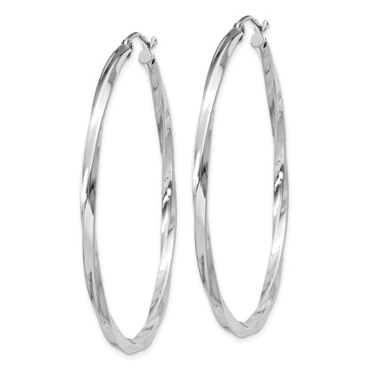 50 mm twisted hoop earrings pair angle view