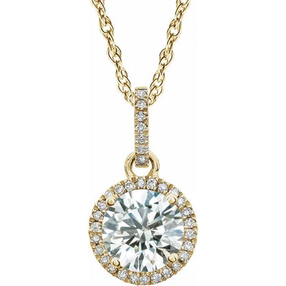 Lab-Grown Diamond Halo Necklace – April Birthstone Pendant